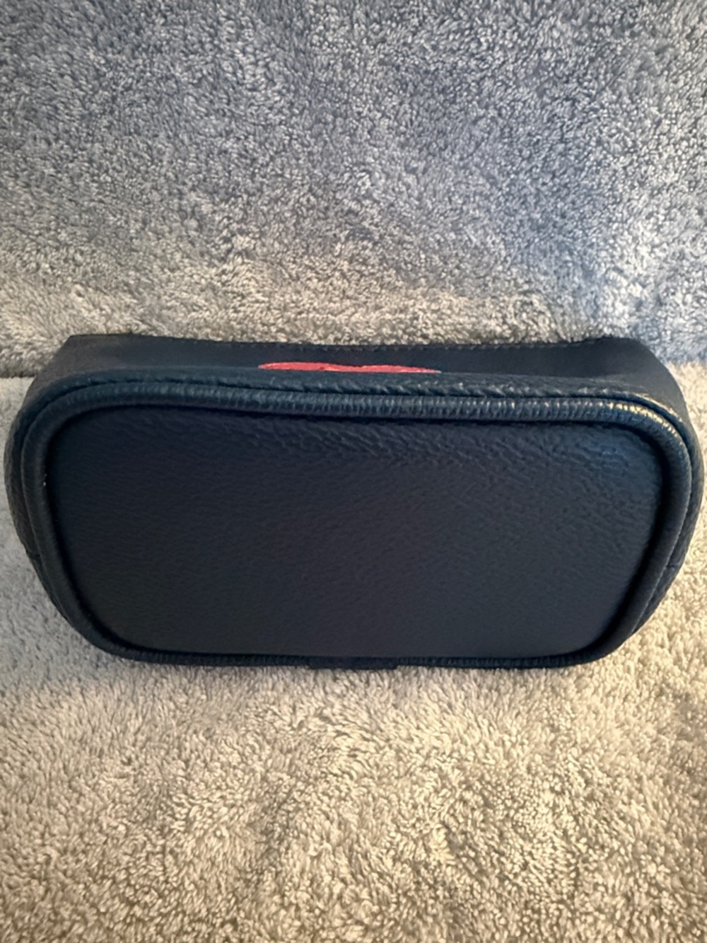 Tory Burch Navy Leather Heart Cosmetic Pouch - Picture 3 of 6